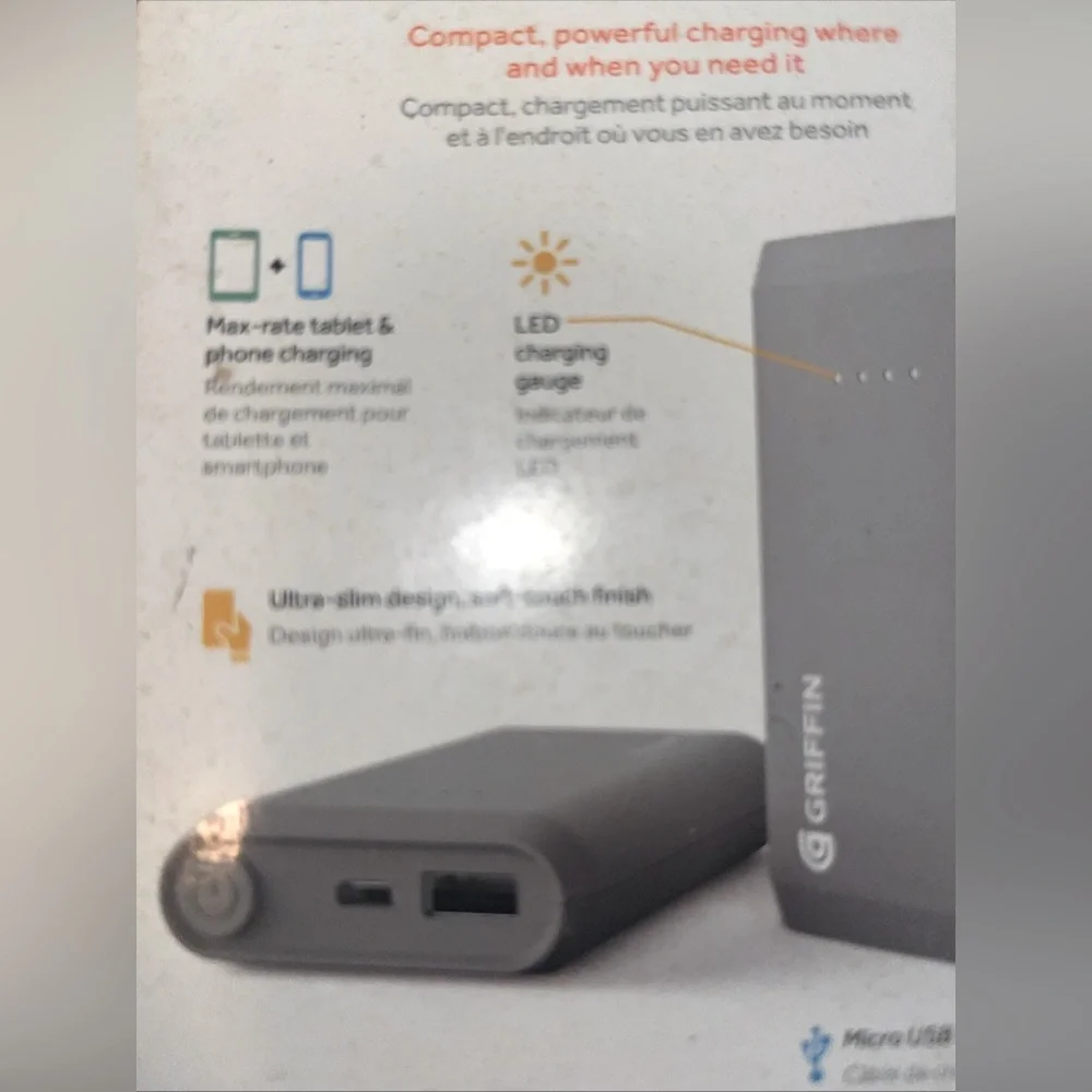 Griffin Reserve Power Bank's capacity & charging capability 9,000 mAh 3.6 Extra